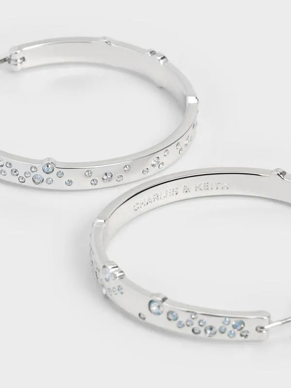 Women Reverie Crystal Large Hoop Earrings 8211 Silver CHARLES and KEITH Earrings Women Reverie Crystal Large Hoop Earrings 8211 Silver CHARLES and KEITH Earrings