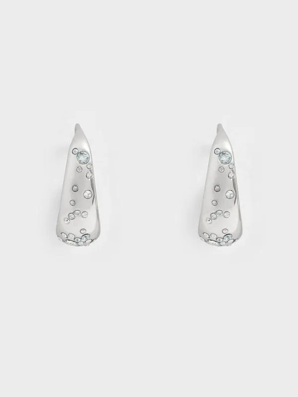Women Reverie Crystal Teardrop Hoop Earrings 8211 Silver CHARLES and KEITH Earrings Women Reverie Crystal Teardrop Hoop Earrings 8211 Silver CHARLES and KEITH Earrings