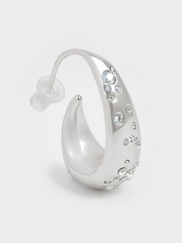 Women Reverie Crystal Teardrop Hoop Earrings 8211 Silver CHARLES and KEITH Earrings Women Reverie Crystal Teardrop Hoop Earrings 8211 Silver CHARLES and KEITH Earrings