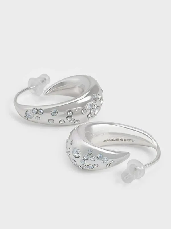 Women Reverie Crystal Teardrop Hoop Earrings 8211 Silver CHARLES and KEITH Earrings Women Reverie Crystal Teardrop Hoop Earrings 8211 Silver CHARLES and KEITH Earrings