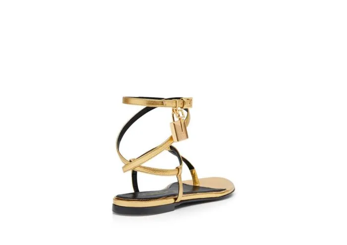 Women Sandals Tom Ford Laminated Leather Padlock Sandal Gold Women Sandals Tom Ford Laminated Leather Padlock Sandal Gold