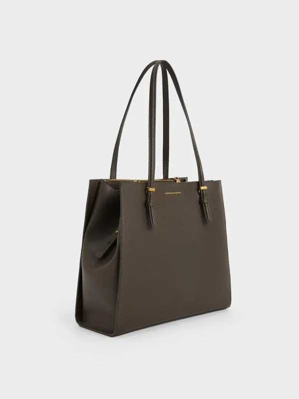 Women Sansa Tote Bag 8211 Dark Moss CHARLES and KEITH Slouchy Bags