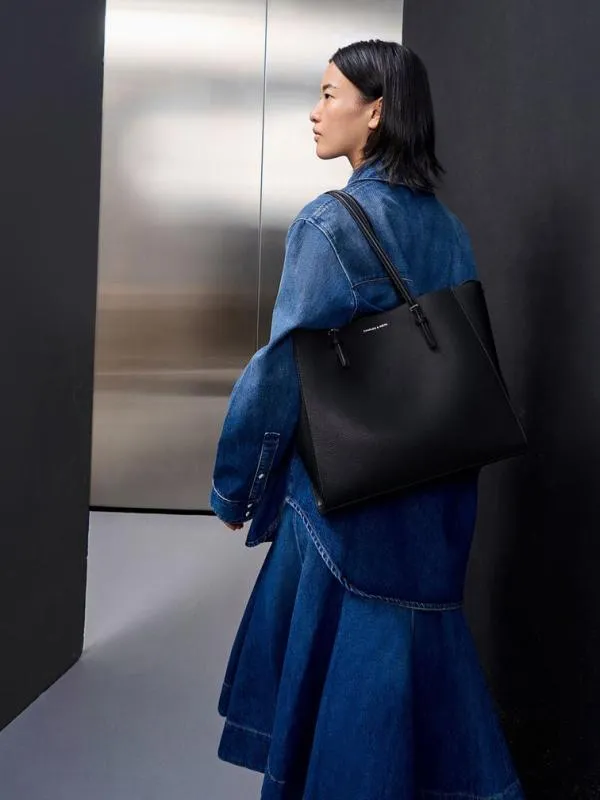 Women Sansa Tote Bag 8211 Noir CHARLES and KEITH Slouchy Bags