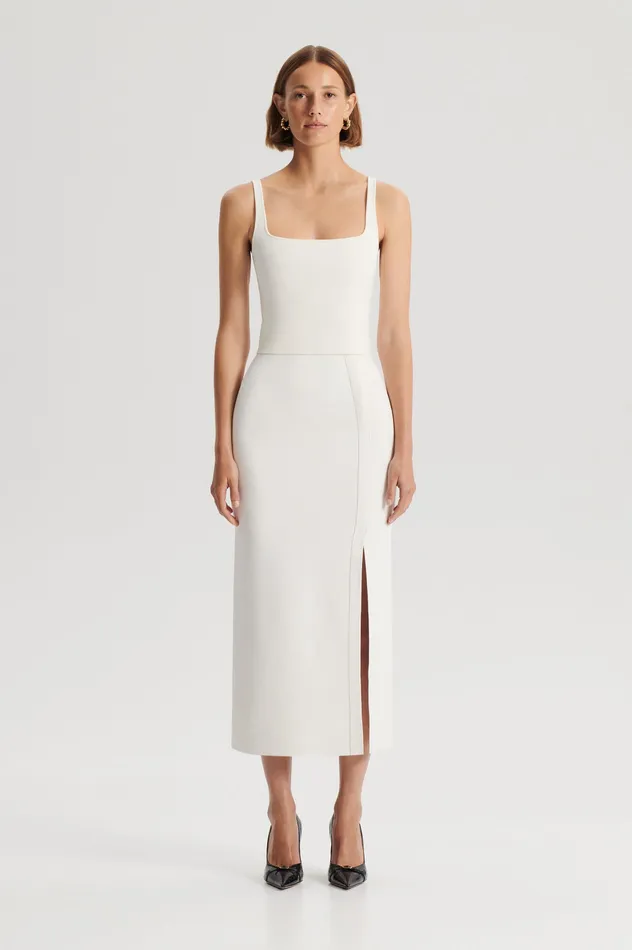 Women Scanlan Theodore CREPE KNIT SQUARE CAMISOLE CREAM Tops