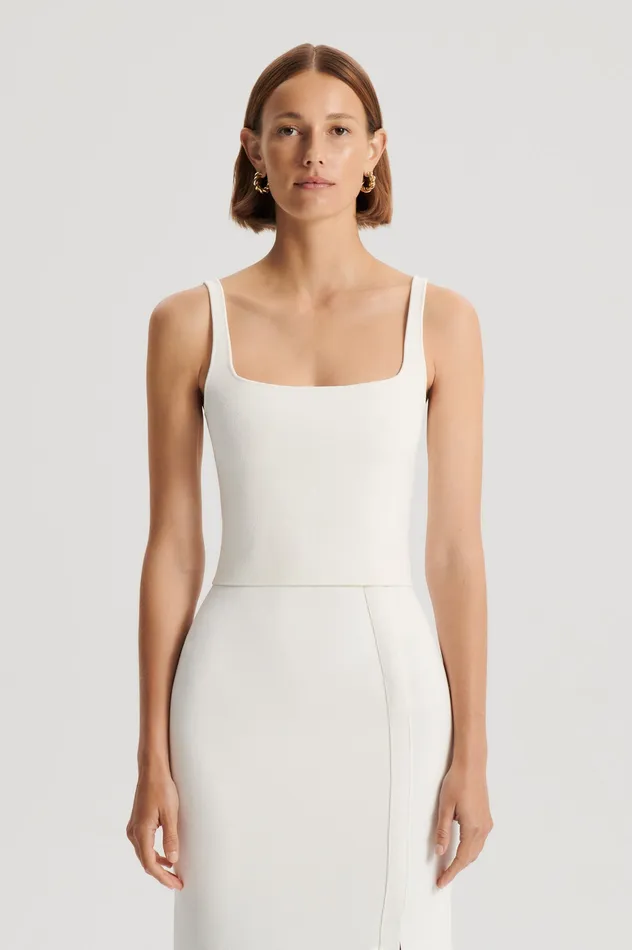 Women Scanlan Theodore CREPE KNIT SQUARE CAMISOLE CREAM Tops Women Scanlan Theodore CREPE KNIT SQUARE CAMISOLE CREAM Tops