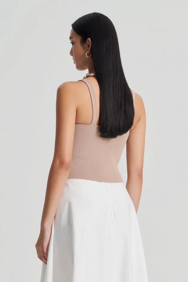 Women Scanlan Theodore CREPE KNIT SQUARE CAMISOLE OAT Tops Women Scanlan Theodore CREPE KNIT SQUARE CAMISOLE OAT Tops