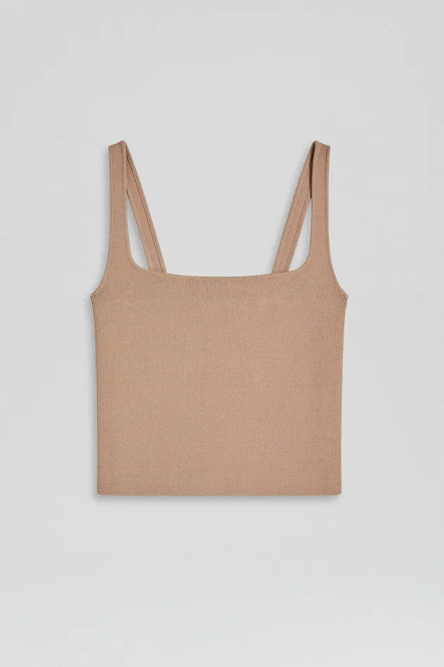 Women Scanlan Theodore CREPE KNIT SQUARE CAMISOLE OAT Tops Women Scanlan Theodore CREPE KNIT SQUARE CAMISOLE OAT Tops