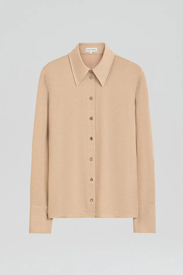 Women Scanlan Theodore TINSEL SHIRT CHAMPAGNE Tops Women Scanlan Theodore TINSEL SHIRT CHAMPAGNE Tops