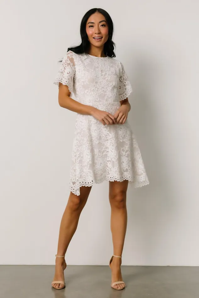 Women Short Dresses Baltic Born Aasha Lace Short Dress Off White