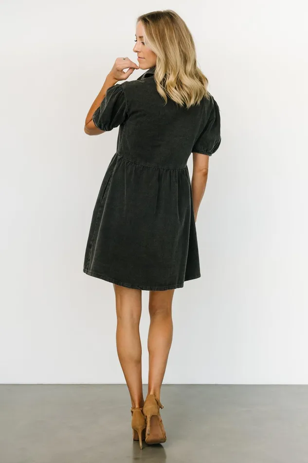 Women Short Dresses Baltic Born Fontana Puff Sleeve Short Dress Washed Black Women Short Dresses Baltic Born Fontana Puff Sleeve Short Dress Washed Black