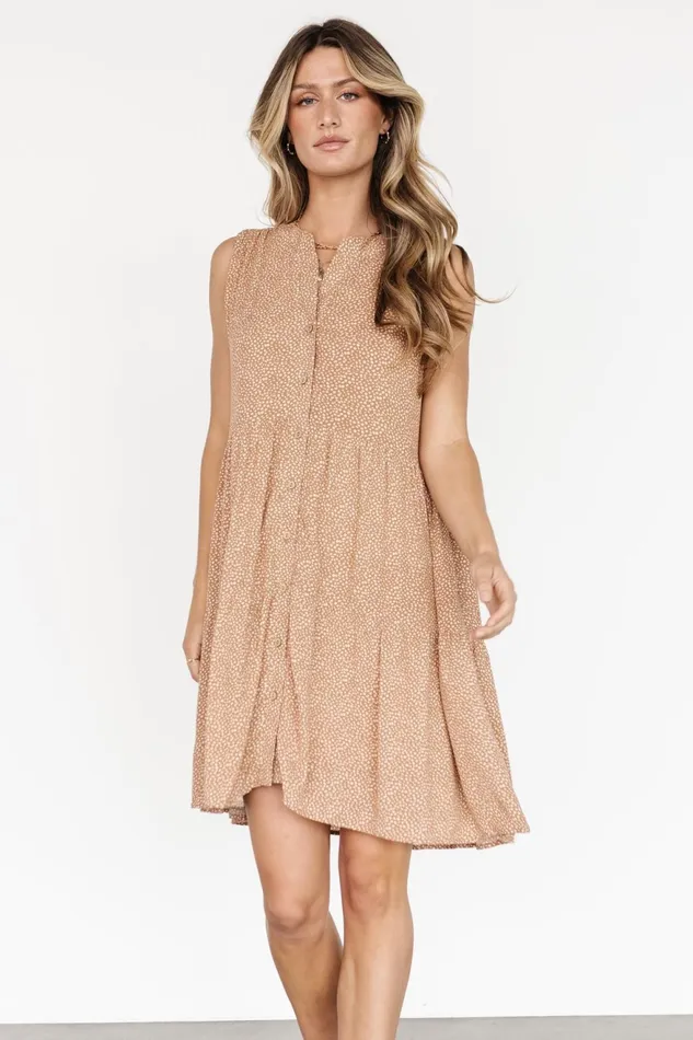 Women Short Dresses Baltic Born Malone Button Down Short Dress Camel