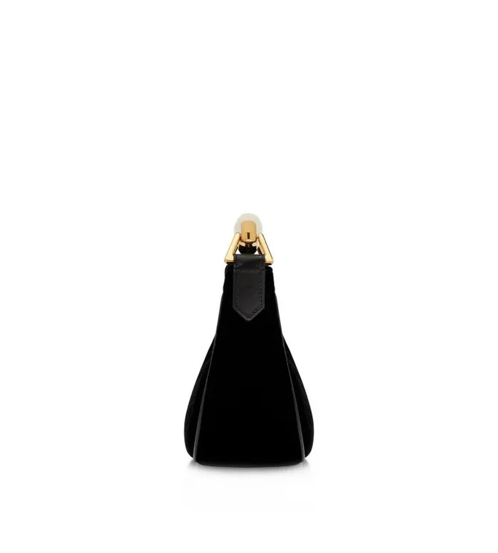 Women Shoulder Bags Tom Ford Velvet Bianca Mini Hobo Black Women Shoulder Bags Tom Ford Velvet Bianca Mini Hobo Black