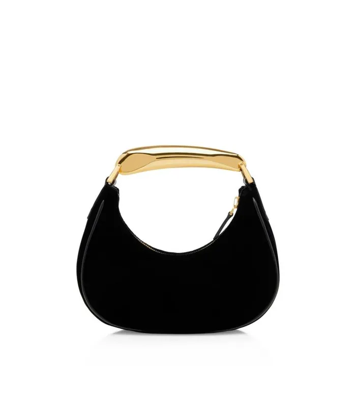 Women Shoulder Bags Tom Ford Velvet Bianca Mini Hobo Black Women Shoulder Bags Tom Ford Velvet Bianca Mini Hobo Black