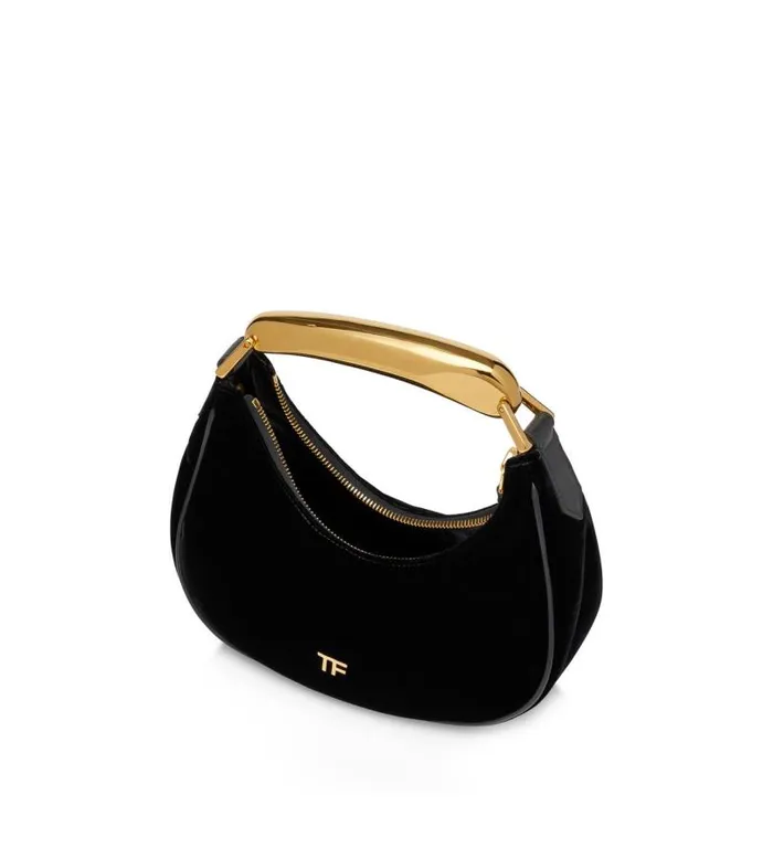 Women Shoulder Bags Tom Ford Velvet Bianca Mini Hobo Black Women Shoulder Bags Tom Ford Velvet Bianca Mini Hobo Black