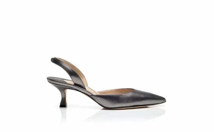 Women Silver Nappa Leather Slingback Pumps Manolo Blahnik Pumps
