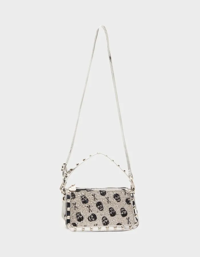 Women SKULL RHINESTONE TOP ZIP SILVER Silver Betsey Johnson Women SKULL RHINESTONE TOP ZIP SILVER Silver Betsey Johnson