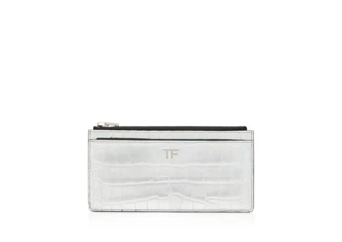Women Small Leather Goods Tom Ford Metallic Stamped Leather Multifunctional Wallet Silver Women Small Leather Goods Tom Ford Metallic Stamped Leather Multifunctional Wallet Silver