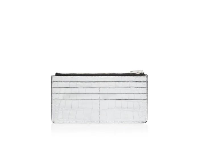 Women Small Leather Goods Tom Ford Metallic Stamped Leather Multifunctional Wallet Silver Women Small Leather Goods Tom Ford Metallic Stamped Leather Multifunctional Wallet Silver