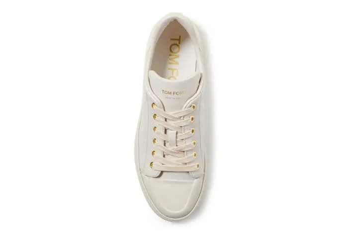 Women Sneakers Tom Ford Smooth Leather City Low Top Sneakers Chalk