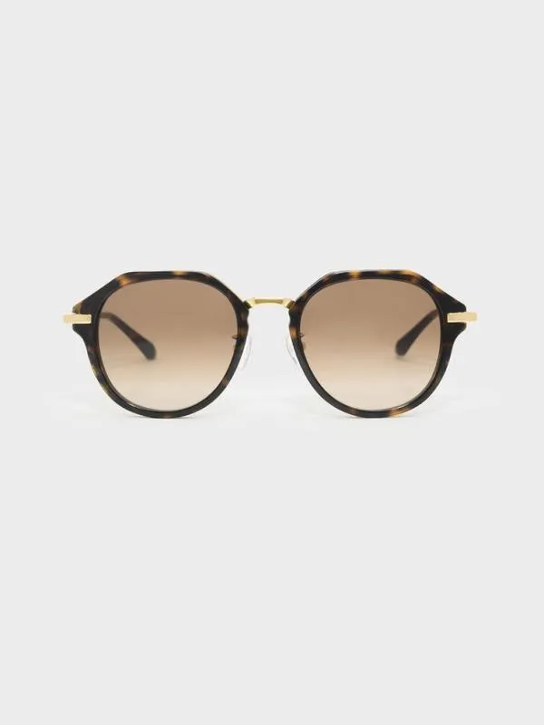 Women Solana Angular Oval Sunglasses 8211 T Shell CHARLES and KEITH Round