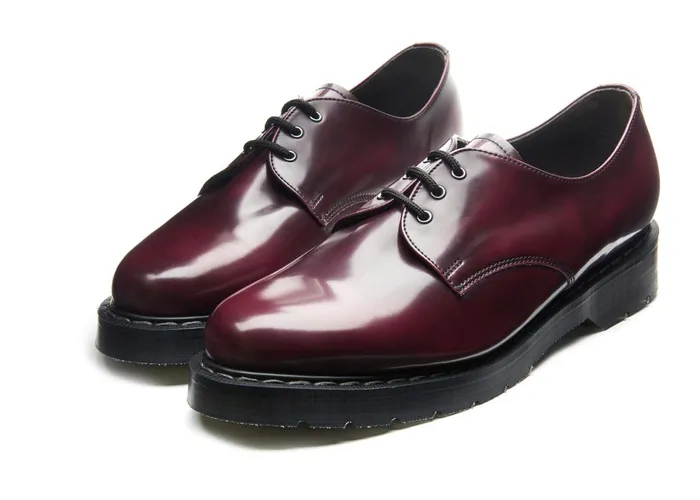 Women Solovair Gibson Shoes Cherry Red RubOff Vegan HiShine Gibson Shoe