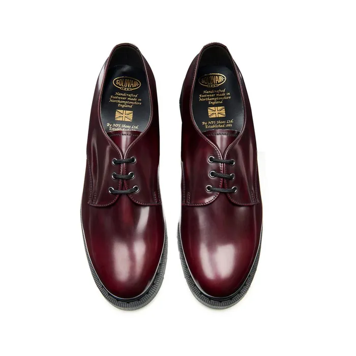 Women Solovair Gibson Shoes Cherry Red RubOff Vegan HiShine Gibson Shoe