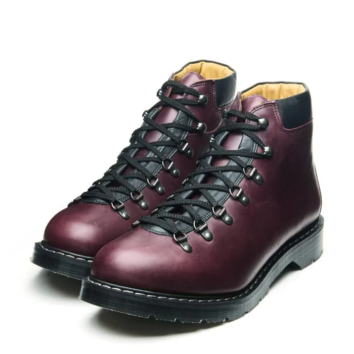 Women Solovair Hiker Boots Burgundy Gaucho Urban Hiker