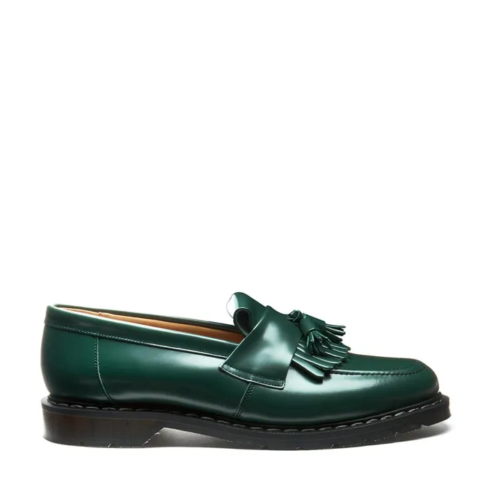 Women Solovair Loafers Green HiShine Tassel Loafer
