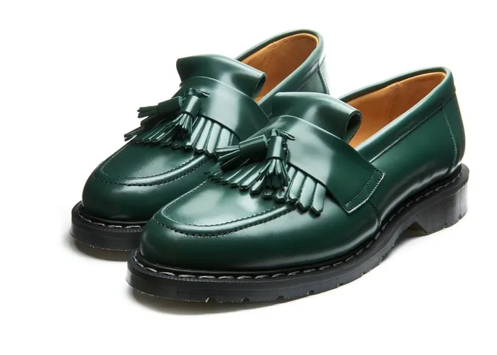 Women Solovair Loafers Green HiShine Tassel Loafer