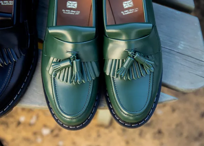 Women Solovair Loafers Green HiShine Tassel Loafer