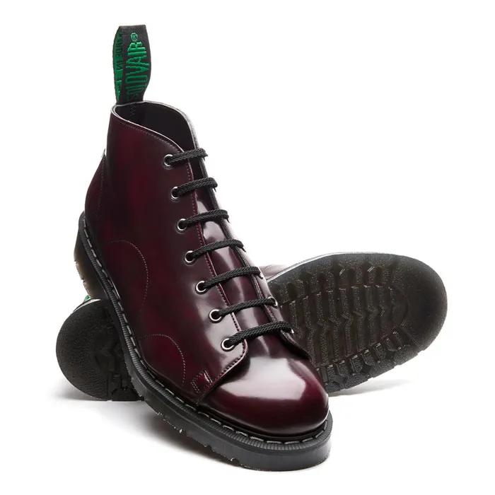 Women Solovair Monkey Boots Cherry Red RubOff Vegan HiShine Monkey Boot