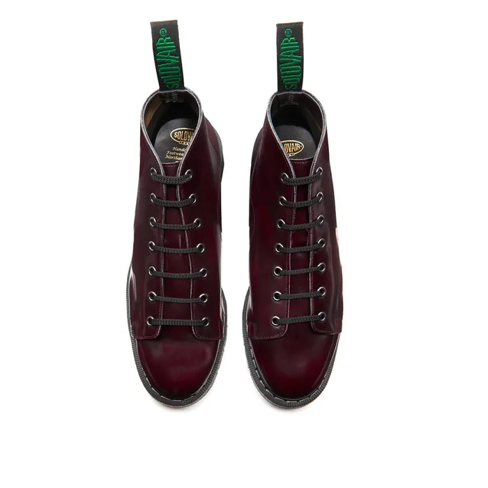 Women Solovair Monkey Boots Cherry Red RubOff Vegan HiShine Monkey Boot