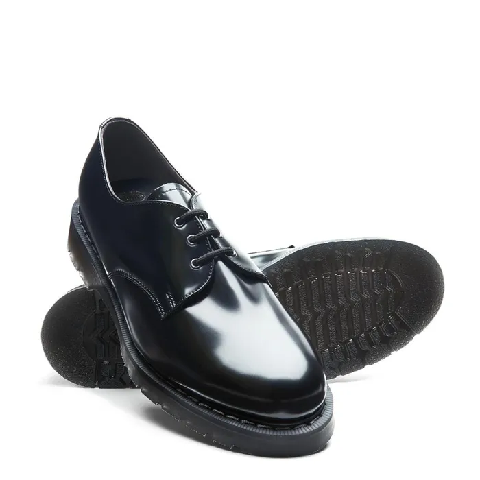 Women Solovair Vegan Shoes Black Vegan HiShine Gibson Shoe