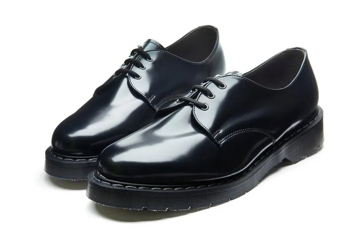 Women Solovair Vegan Shoes Black Vegan HiShine Gibson Shoe