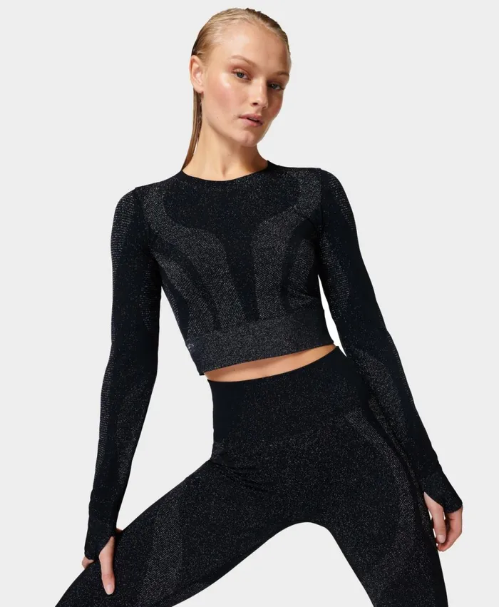 Women Spark Seamless Gym Long Sleeve Top Black Sweaty Betty Long Sleeve Tops