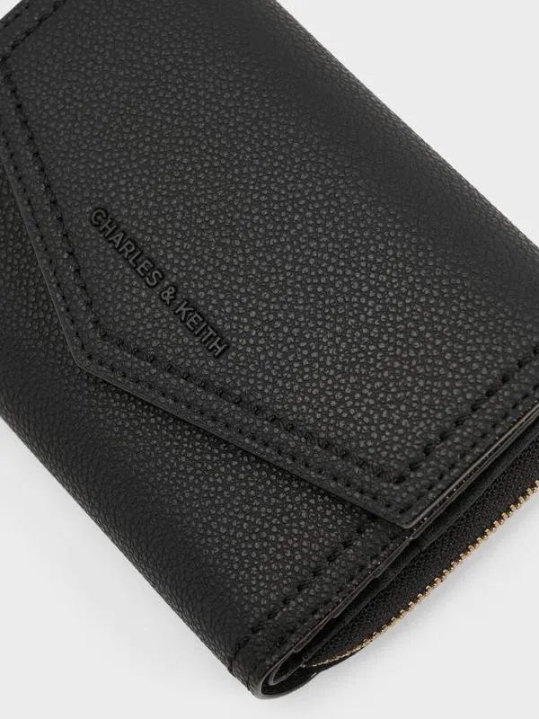 Women Stitch Trim Envelope Wallet 8211 Black CHARLES and KEITH Long Wallets