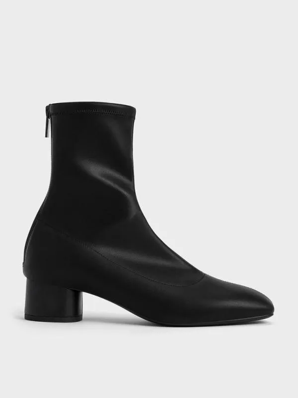 Women StitchTrim Heeled Ankle Boots 8211 Black CHARLES and KEITH Boots