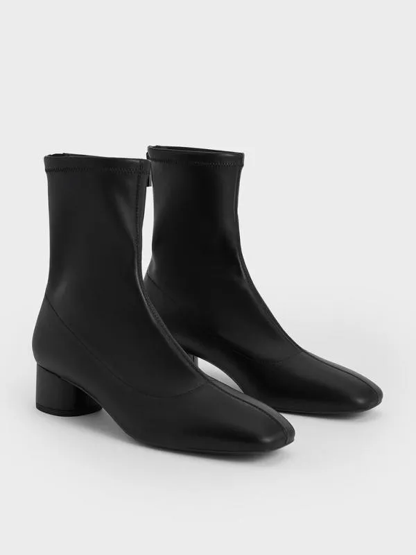 Women StitchTrim Heeled Ankle Boots 8211 Black CHARLES and KEITH Boots