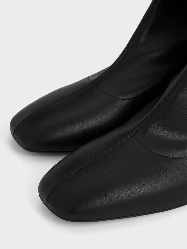 Women StitchTrim Heeled Ankle Boots 8211 Black CHARLES and KEITH Boots