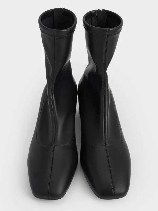 Women StitchTrim Heeled Ankle Boots 8211 Black CHARLES and KEITH Boots