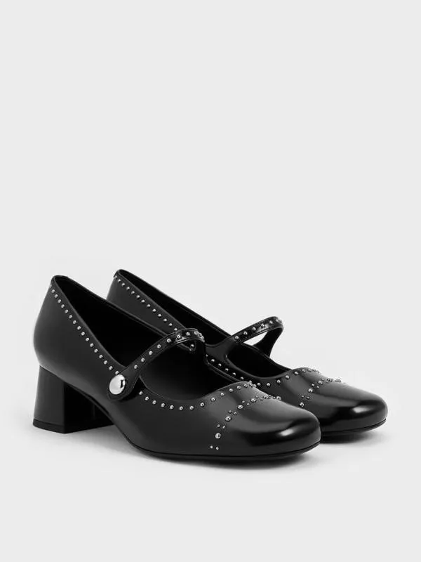Women Studded Mary Jane Pumps 8211 Black Box CHARLES and KEITH Heels