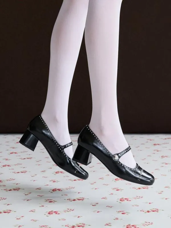 Women Studded Mary Jane Pumps 8211 Black Box CHARLES and KEITH Heels