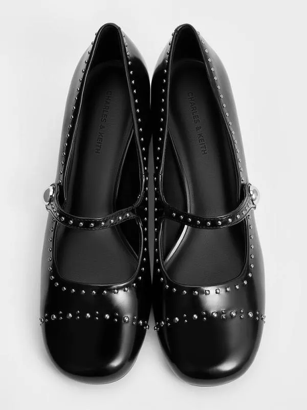 Women Studded Mary Jane Pumps 8211 Black Box CHARLES and KEITH Heels