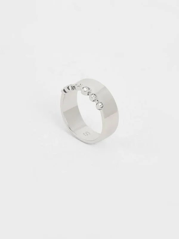 Women Swarovski Crystal Studded Ring 8211 Silver CHARLES and KEITH Rings