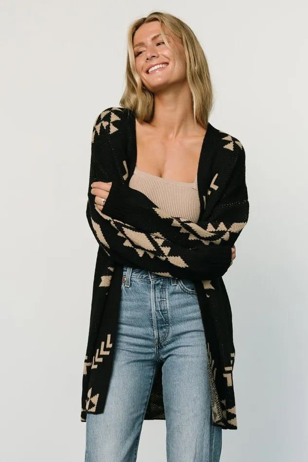 Women Sweaters Baltic Born Hays Oversized Cardigan Black Tan