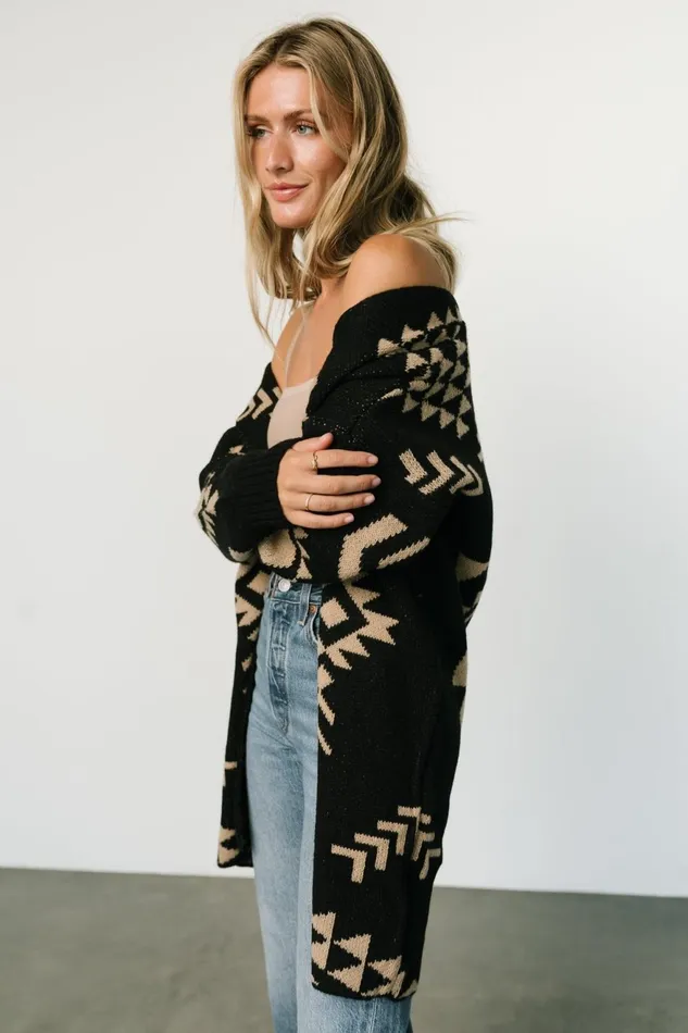 Women Sweaters Baltic Born Hays Oversized Cardigan Black Tan Women Sweaters Baltic Born Hays Oversized Cardigan Black Tan