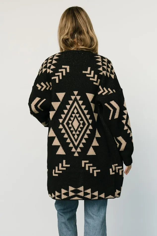 Women Sweaters Baltic Born Hays Oversized Cardigan Black Tan Women Sweaters Baltic Born Hays Oversized Cardigan Black Tan