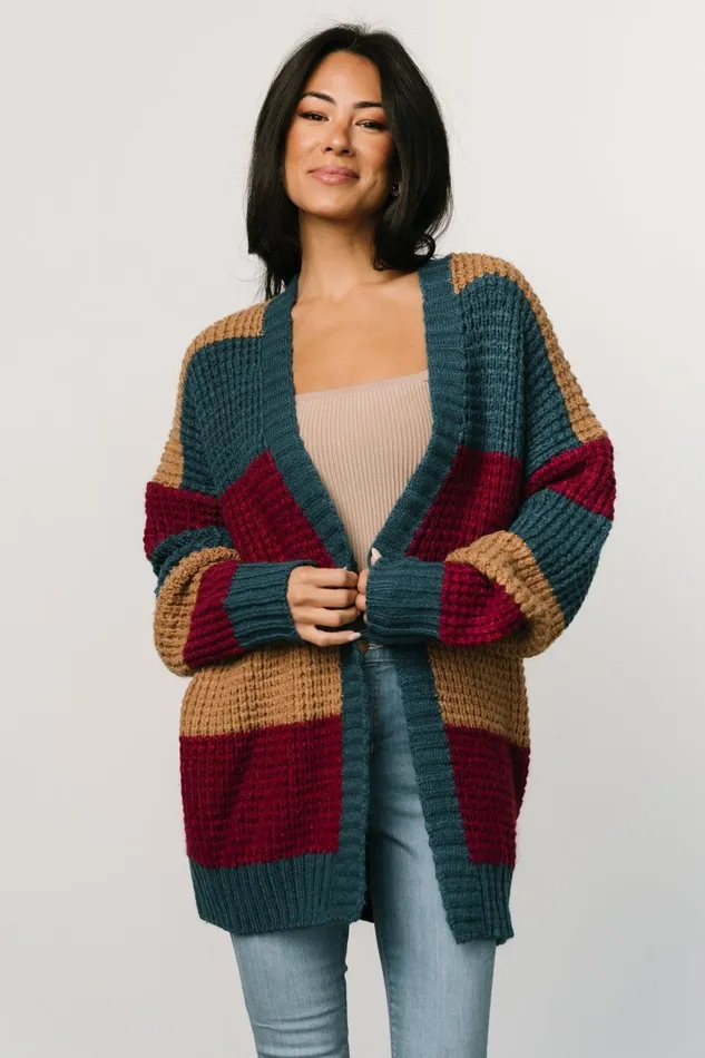 Women Sweaters Baltic Born Jonah Chunky Knit Cardigan Deep Topaz Multi