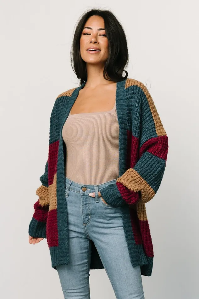 Women Sweaters Baltic Born Jonah Chunky Knit Cardigan Deep Topaz Multi Women Sweaters Baltic Born Jonah Chunky Knit Cardigan Deep Topaz Multi