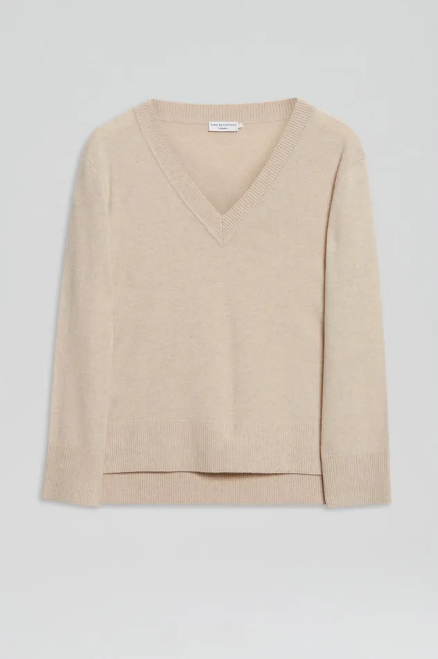 Women Sweaters Scanlan Theodore CASHMERE V WHEAT Women Sweaters Scanlan Theodore CASHMERE V WHEAT